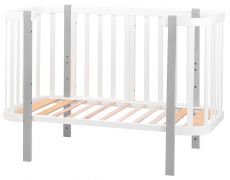 Ліжечко Babyroom Місяць білий - сірий, 120x60 см, 4 рівні, матеріал вільха/бук